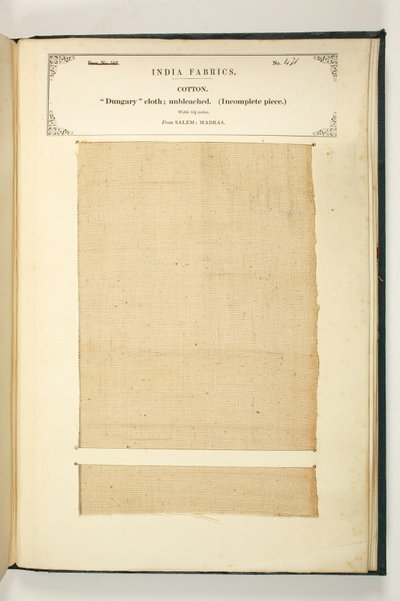 Pano de Dungary, Salem, Madras, da Coleção dos Fabricantes Têxteis da Índia, de John Forbes Watson, publicado em 1866 de Indian School