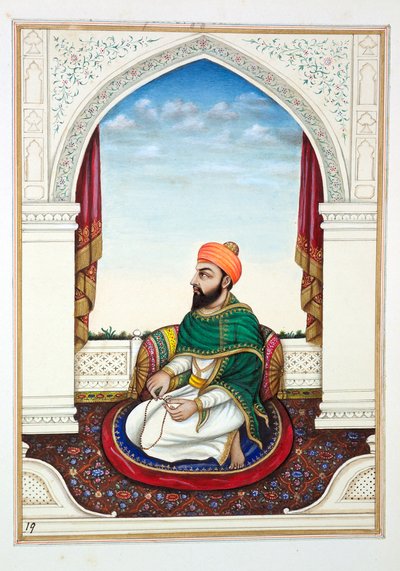 Fakir Syad Aziz-o-Deen, do Reino do Punjab, seus governantes e chefes, volume I, um volume de 27 estudos em aquarela de um artista indiano não identificado, c.1840 (wc no papel) de Indian School