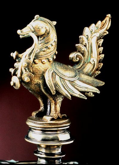 Finial para libertar a lâmpada de óleo ritual permanente (latão) de Indian School