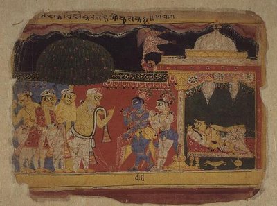 Folio. Nanda despede-se de Krishna e Balarama, de 