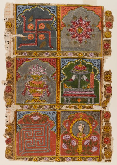 Fragmento de um Vijnaptipatra Jain, c.1725-1750 (wc opaca no papel) de Indian School