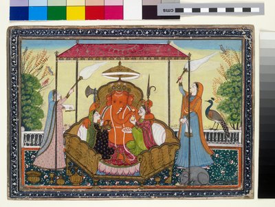 Ganesha com suas esposas e atendentes de Indian School