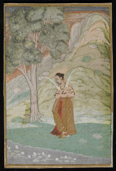 Gauri Ragini, fólio manuscrito, final do século XVIII de Indian School