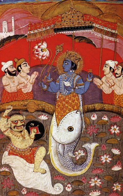 HINDUISMO Vishnu, segunda divindade da trindade hindu, século XX (impressão) de Indian School
