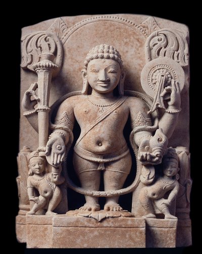Hinduísmo: "representação de Vishnu" (Vishnu) - Escultura de gres (escultura de arenito), Escola Mathura, Império Kouchan de Indian School