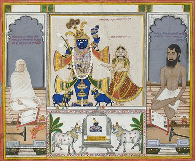 Ilustração para um manuscrito sobre o culto a Srinathji, Rajastão, início do século XIX de Indian School