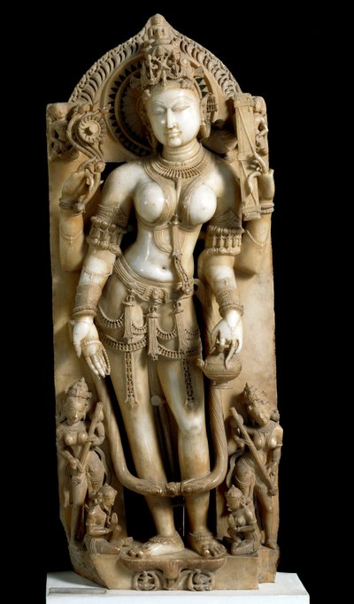 Arte indígena: a divinita Saraswati (Sarasvati) de Indian School