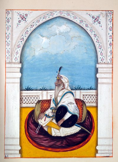 Jemadar Khushyal Singh, do Reino do Punjab, seus governantes e chefes, volume II, um volume de 30 estudos em aquarela de um artista indiano não identificado, c.1840 (wc on paper) de Indian School