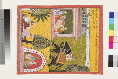 Krishna chega ao apaixonado Radha, c.1700 de Indian School