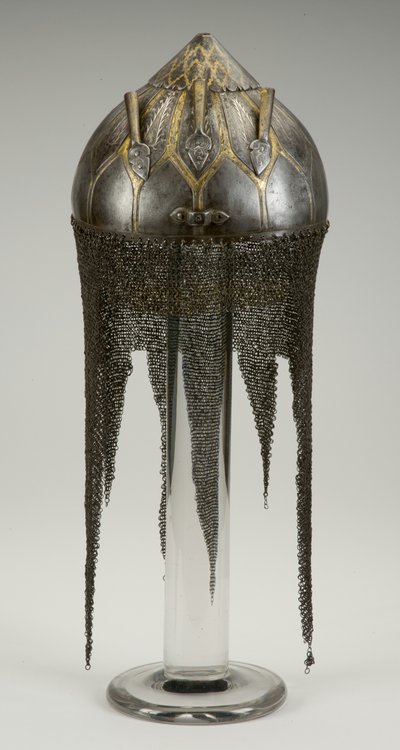 Kulah Khud, capacete (ferro, prata e ouro) de Indian School