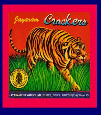 Rótulo de uma caixa de fogo de artifício de Indian School