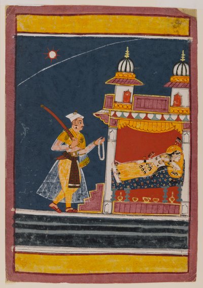 Lalita Ragini, c.1650 (wc e ouro sobre papel) de Indian School