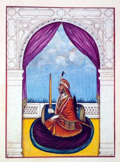 Marajá Nao Nihal Singh, do Reino do Punjab, seus Governantes e Chefes, volume I, um volume de 27 estudos de aquarela de um artista indiano não identificado, c.1840 (wc on paper) de Indian School