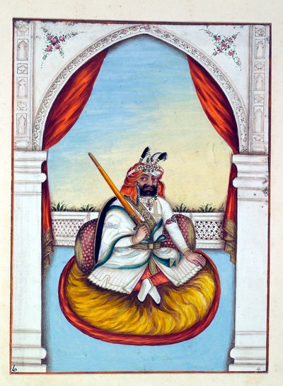 Marharajah Sher Singh, do Reino do Punjab, seus Governantes e Chefes, volume I, um volume de 27 estudos de aquarela de um artista indiano não identificado, c.1840 (wc no papel) de Indian School