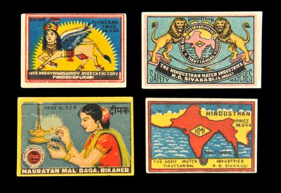 Etiquetas de caixa de fósforos de Indian School