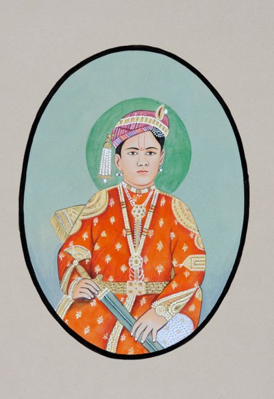 Pintura em miniatura de Maharaja Ganga Singh Bikaner de Indian School