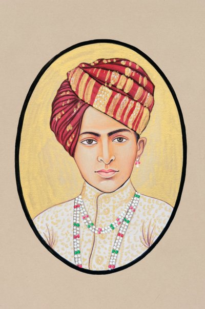 Pintura em miniatura de Maharaja Jai Singh Alwar de Indian School