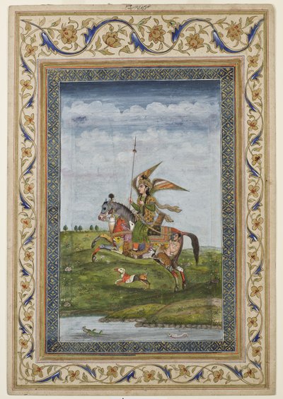 Miniatura, descrevendo, um, cena, de, um, winged, figura, ligado, um, cavalo, provavelmente, deli, escola, Mughal, indian, cedo, 19o século, (watercolour, e, douglas, ligado, paper) de Indian School