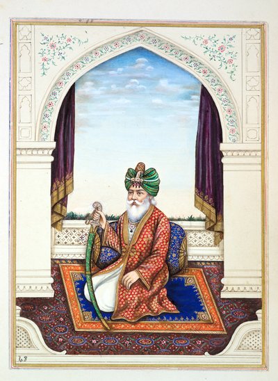 Nawab Mozaffir Khan (Multani), do Reino do Punjab, seus governantes e chefes, volume II, um volume de 30 estudos em aquarela de um artista indiano não identificado, c.1840 (wc no papel) de Indian School