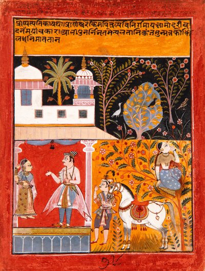 Nayaka-Nayika Bheda, c.1630 (wc opaca no papel) de Indian School