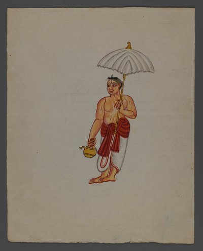 Um de um conjunto de nove imagens mostrando índios em diferentes profissões (wc no papel) de Indian School