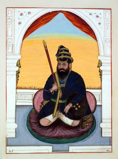 Phola Singh Nihang, do Reino do Punjab, seus governantes e chefes, volume II, um volume de 30 estudos em aquarela de um artista indiano não identificado, c.1840 (wc on paper) de Indian School