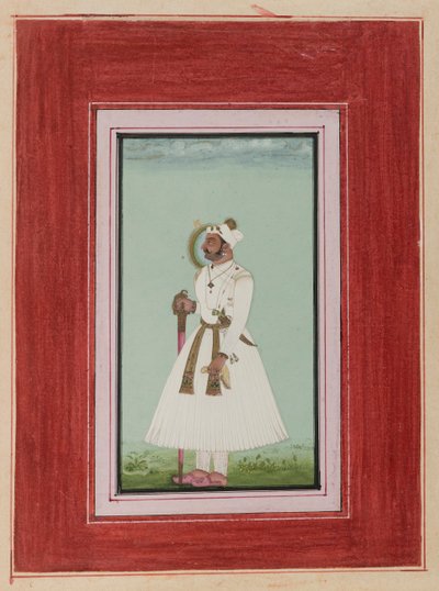 Retrato de Rao Vir Singh, c.1780-1790 (wc opaco e ouro sobre papel) de Indian School