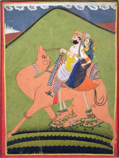 Retrato de Salim Singh de Pokaran, montando um camelo com seu rani, Jodhpur, c.1810-20 de Indian School