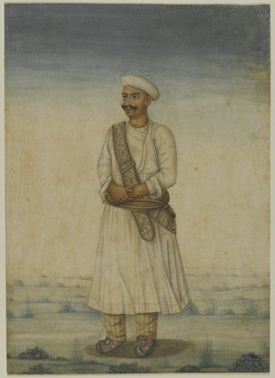 Retrato de um homem (aquarela sobre papel) de Indian School