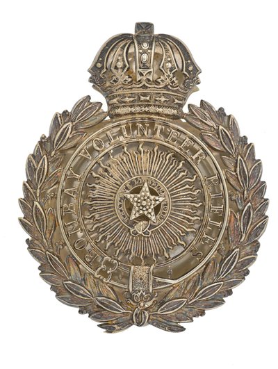 Placa de cinto de bolsa, rifles voluntários de Bombaim, 1877-1901 de Indian School