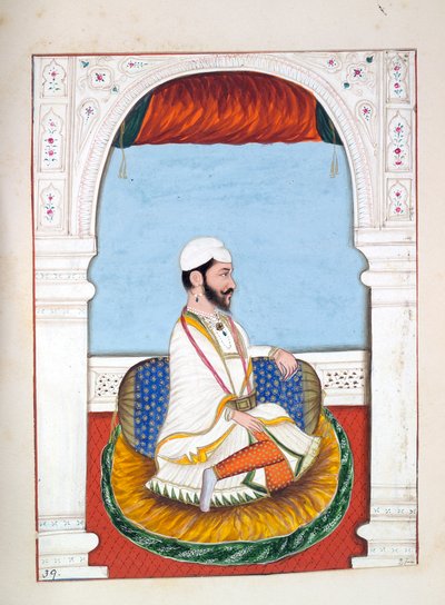 Pundit Jhila, do Reino do Punjab, seus governantes e chefes, volume II, um volume de 30 estudos em aquarela de um artista indiano não identificado, c.1840 (wc no papel) de Indian School