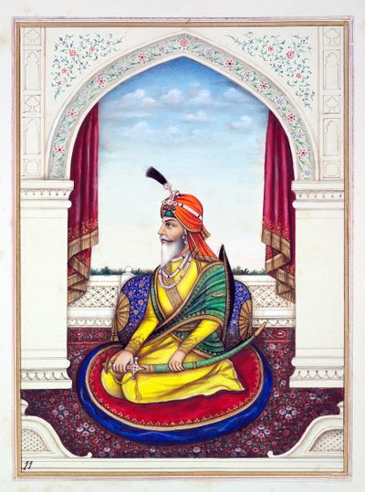 Rajah Chattar Singh, do Reino do Punjab, seus governantes e chefes, volume I, um volume de 27 estudos em aquarela de um artista indiano não identificado, c.1840 (wc on paper) de Indian School