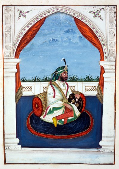 Rajah Lal Singh, do Reino do Punjab, seus governantes e chefes, volume I, um volume de 27 estudos em aquarela de um artista indiano não identificado, c.1840 (wc on paper) de Indian School