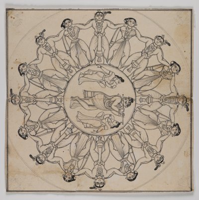 Rasa-lila (Desenho) (tinta e leve tinta no papel) de Indian School