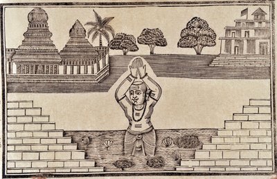 Cena do rio (impressão xilogravura) de Indian School
