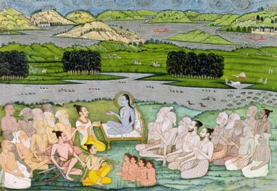 Sukdevji Shri pregando para um concurso de Sadhus, Rajasthan, c.1757 de Indian School