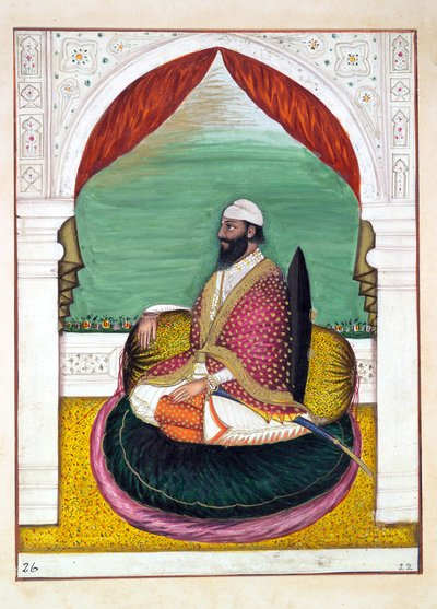 Sirdar Mangal Singh, do Reino do Punjab, seus Governantes e Chefes, volume I, um volume de 27 estudos de aquarela de um artista indiano não identificado, c.1840 (wc on paper) de Indian School