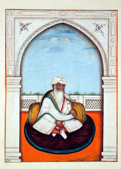 Sirdar Sham Singh, do Reino do Punjab, seus Governantes e Chefes, volume I, um volume de 27 estudos em aquarela de um artista indiano não identificado, c.1840 (wc on paper) de Indian School