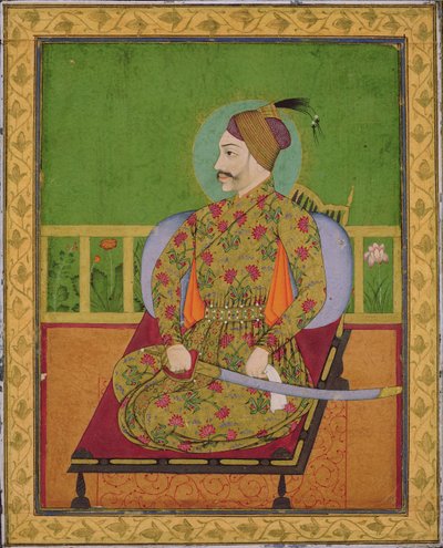 Sultão Abdullah Qutubshah da Golconda (reg.1626-72) Deccan, Mughal, c.1640 (guache com ouro e prata sobre papel) de Indian School