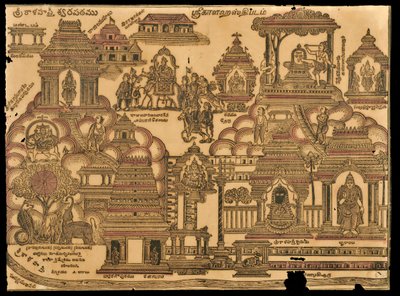 Templos (impressão em xilogravura) de Indian School