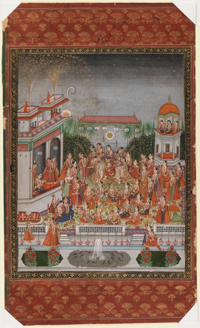As núpcias de Dara Shikoh, 1875-1900 (wc opaca e ouro sobre papel) de Indian School