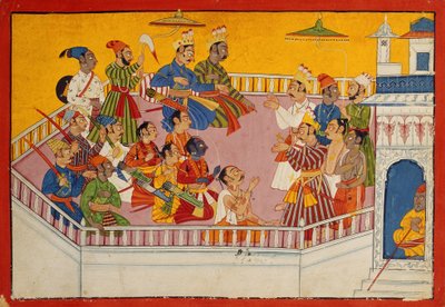 Os convidados do casamento montar, c.1700 (wc opaca no papel) de Indian School