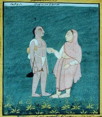 Dois Digambara Jains, Mendicantes Religiosos, Udaipur, c.1810-20 (guache no papel) de Indian School