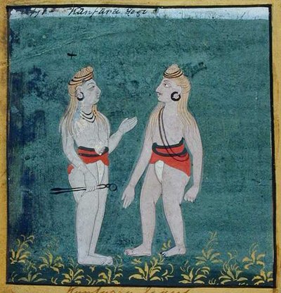 Dois Yogis de Orelhas Divididas (kamphate), Mendicantes Religiosos, Udaipur, c.1810-20 (guache no papel) de Indian School