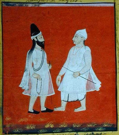 Dois Faqirs muçulmanos errantes (jangam) Religious Mendicants, Udaipur, c.1810-20 (gouache no papel) (detalhe) (ver também 136600) de Indian School