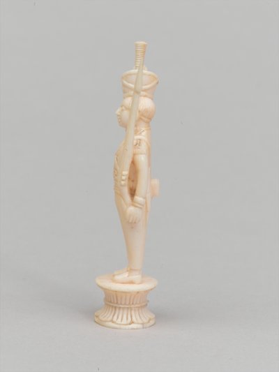 Peão branco, peça de xadrez, Índia, 1820 cerca de Indian School