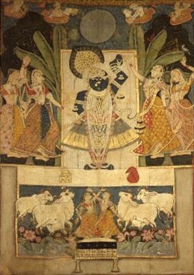 Adoração a Srinathaji, Nathdwara, Escola Rajput de Indian School