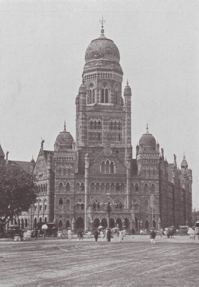 Bombaim / Mumbai: O Gabinete Municipal (fotografia a preto e branco) de Indian photographer