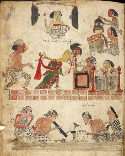 Pessoas a tocar música, dançar e fumar, Ilustração de 