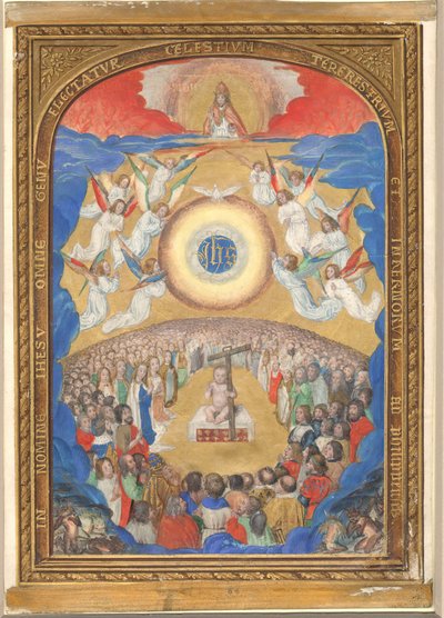 Folha Manuscrito com Adoração ao Santo Nome, de um Livro de Horas, após 1530 . de Influence of Simon Bening